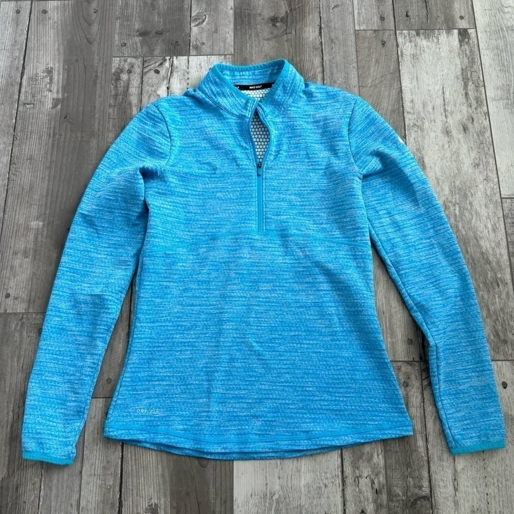 Nike Golf Women’s Long Sleeve Pullover Hoodie Blue 1/4 Zip Small Dri Fit
